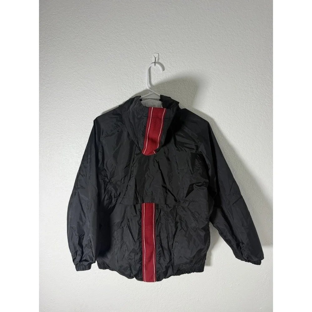 Nike Vintage 90s Hooded Windbreaker Jacket Black Red Youth Large 14-16
